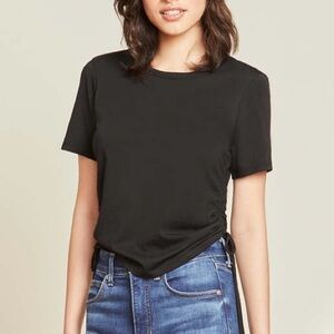Veronica Beard Jeans Tazi Side Ruched Cotton T-Shirt